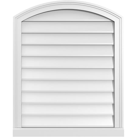 Ekena Millwork Arch Top Surface Mount PVC Gable Vent: Functional, w/ 2"W x 2"P Brickmould Sill Frame, 26"W x 32"H GVPAR26X3203SF